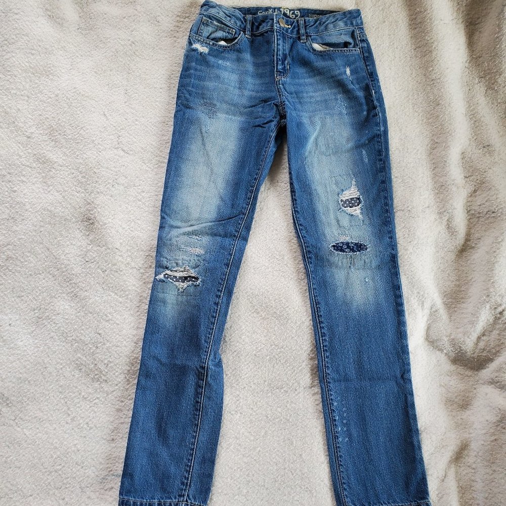 Gap Kids 1969 Super Skinny Distressed Jeans, Sz 14R